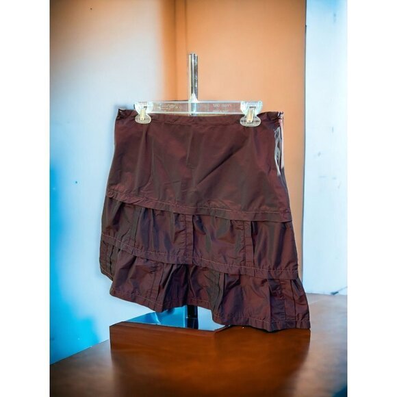MAX STUDIO LADIES ABIGAIL TIERED LINED BLACK BURGUNDY MINGLED SKIRT NEW MEDIUM - Picture 5 of 6